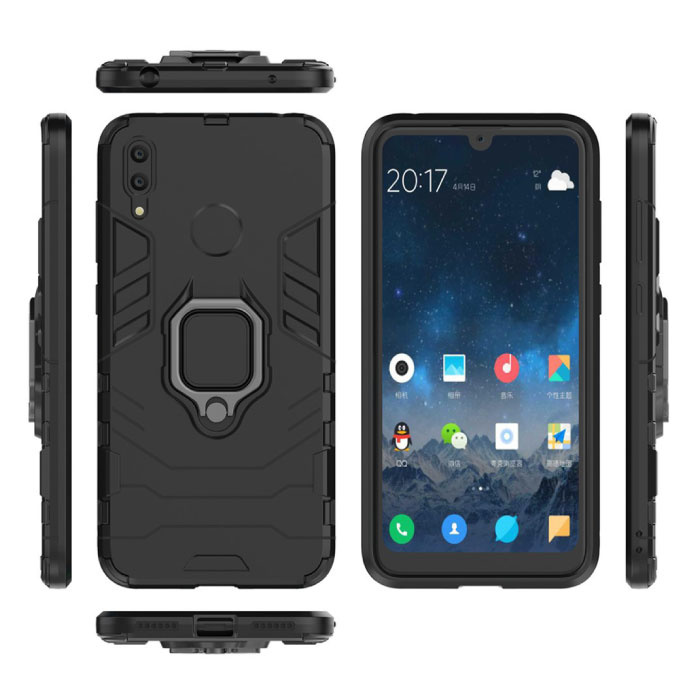 Custodia Huawei Honor 8X - Custodia magnetica antiurto Custodia in TPU nera + cavalletto