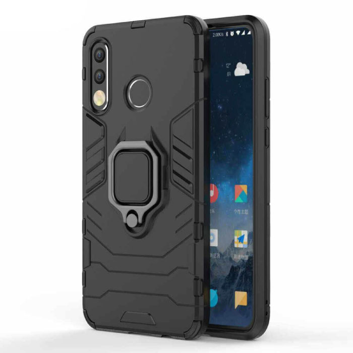 Custodia Huawei Honor 9X - Custodia magnetica antiurto Custodia in TPU nera + cavalletto