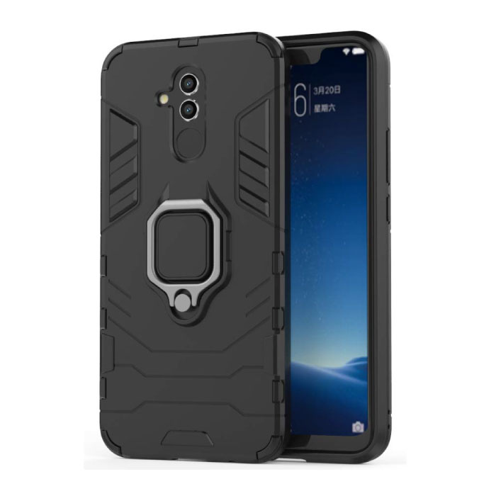 Custodia Huawei Mate 20 Lite - Custodia magnetica antiurto Cover in TPU nera + cavalletto