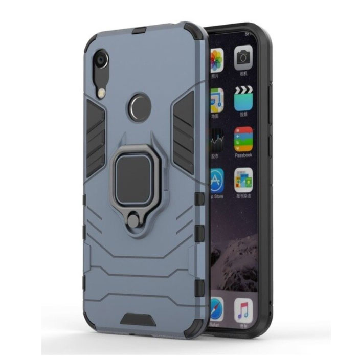 Coque Huawei Y9 2019 - Coque Antichoc Magnétique Cas TPU Bleu + Béquille