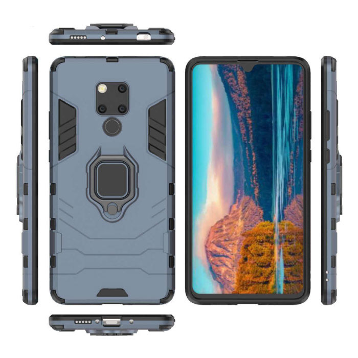 Etui Huawei Mate 30 - Magnetyczne, Wstrząsoodporne Etui Cas TPU Niebieskie + Podpórka