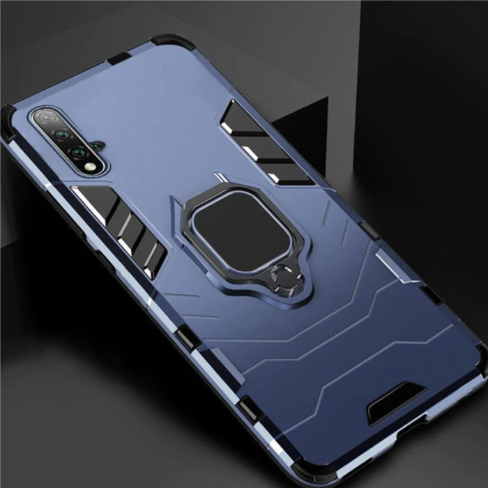 Custodia Huawei Honor 20 Pro - Custodia magnetica antiurto Cover in TPU blu + cavalletto