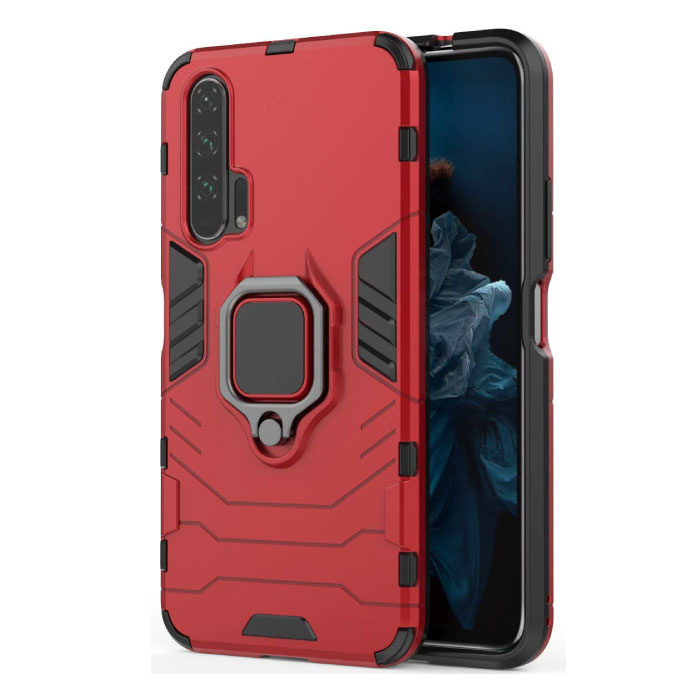 Coque Huawei Honor 8A - Coque Antichoc Magnétique Cas TPU Rouge + Béquille