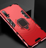 Keysion Coque Huawei Honor 8A - Coque Antichoc Magnétique Cas TPU Rouge + Béquille