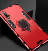 Keysion Huawei Honor 9X Hülle - Magnetische stoßfeste Hülle Cas TPU Rot + Ständer