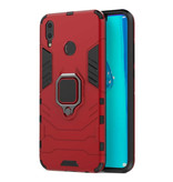 Keysion Coque Huawei Honor 10i - Coque Antichoc Magnétique Cas TPU Rouge + Béquille