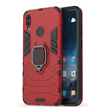 Keysion Huawei Honor 10i Hoesje  - Magnetisch Shockproof Case Cover Cas TPU Rood + Kickstand