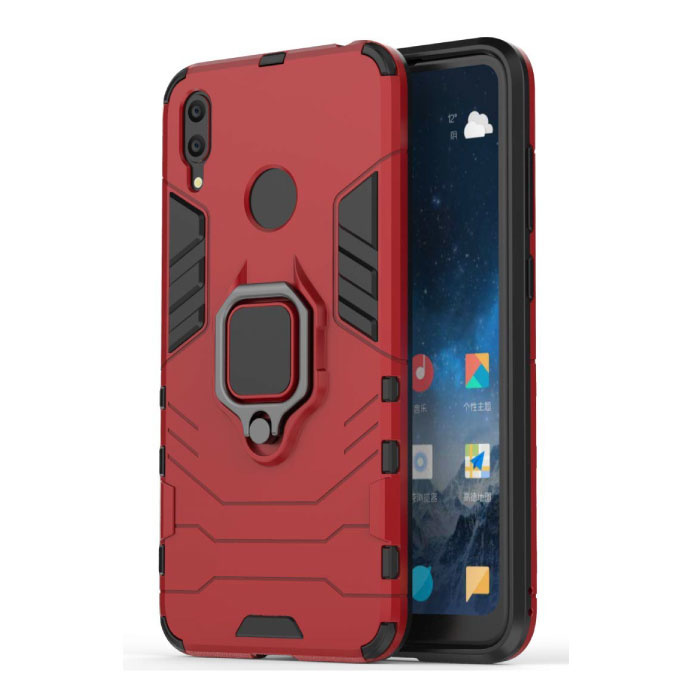 Custodia Huawei Y7 2019 - Custodia magnetica antiurto Cover in TPU rosso + cavalletto