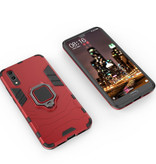 Keysion Huawei P20 Lite Hoesje  - Magnetisch Shockproof Case Cover Cas TPU Rood + Kickstand