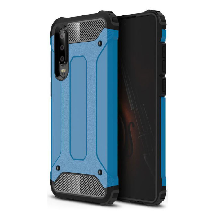 Huawei Mate 20 Armor Case - Silicone TPU Hoesje Cover Cas Blauw