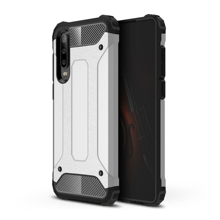 Huawei Mate 30 Armor Case - Silicone TPU Hoesje Cover Cas Zilver