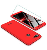 Stuff Certified® Xiaomi Redmi 5 Vollständige Abdeckung - 360 ° Gehäusetasche + Displayschutzfolie Gehärtetes Glas Rot