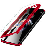 Stuff Certified® Xiaomi Redmi 7 Full Cover - 360 ° Body Case Case + Screen Protector Tempered Glass Red