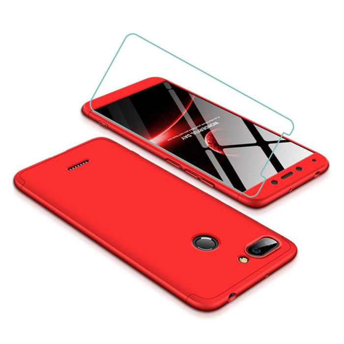 Stuff Certified® Xiaomi Redmi Note 9S Full Cover - Custodia corpo 360 ° + Protezione schermo in vetro temperato Rosso