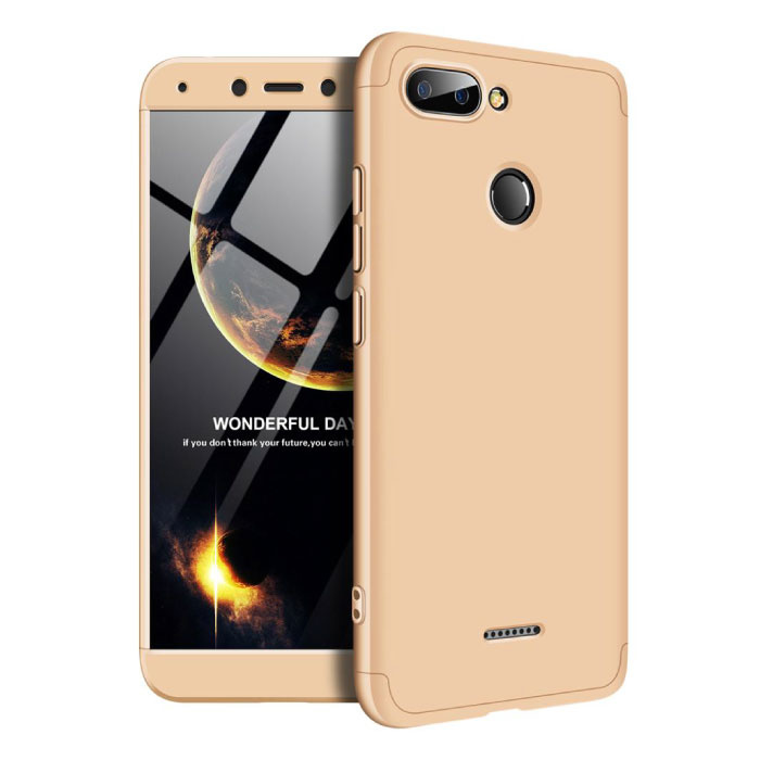 Xiaomi Redmi 6A Full Cover - Custodia corpo 360 ° + protezione schermo in vetro temperato color oro