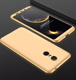 Stuff Certified® Xiaomi Redmi 7 Full Cover - 360 ° Body Case Case + Screen Protector Tempered Glass Gold