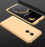 Stuff Certified® Xiaomi Redmi Note 5 Full Cover - 360 ° Body Case Case + Tempered Glass Gold Screen Protector