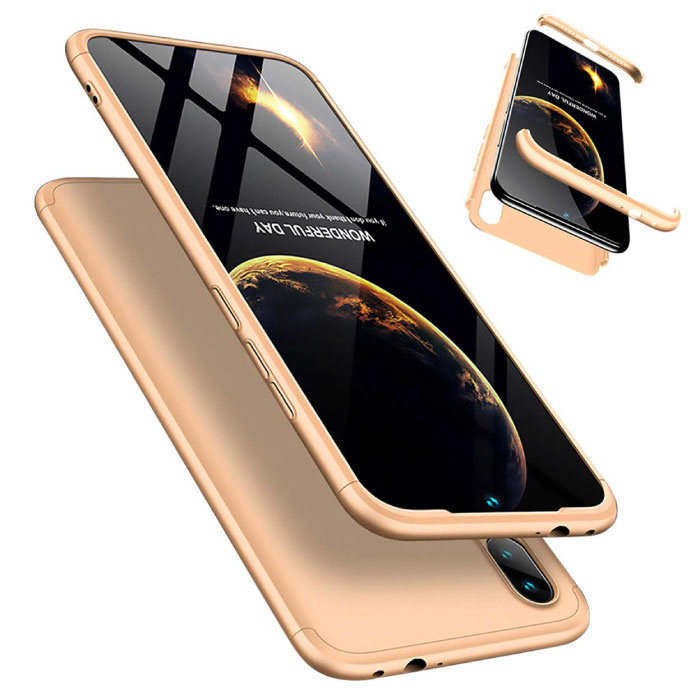 Stuff Certified® Xiaomi Redmi Note 7 Pro Vollständige Abdeckung - 360 ° Gehäusetasche + gehärtetes Glas Gold Displayschutzfolie