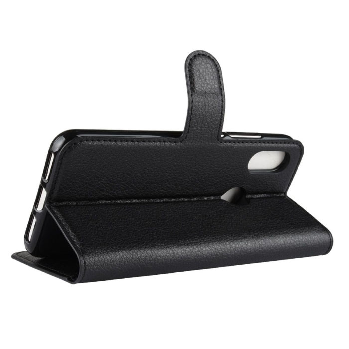 Stuff Certified® Funda de cuero con tapa para Xiaomi Redmi Note 9 - Cartera de cuero PU Funda Cas Funda negra