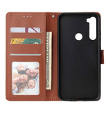Stuff Certified® Xiaomi Redmi Note 9 Flip Leather Case Wallet - PU Leather Wallet Cover Cas Case Brown
