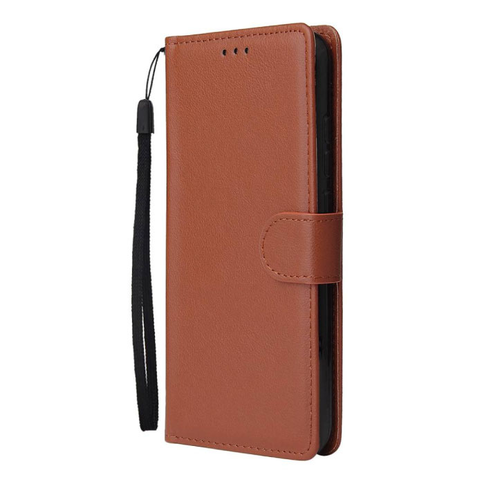 Stuff Certified® Étui à rabat en cuir Xiaomi Redmi 7 - Étui à rabat en cuir PU Marron