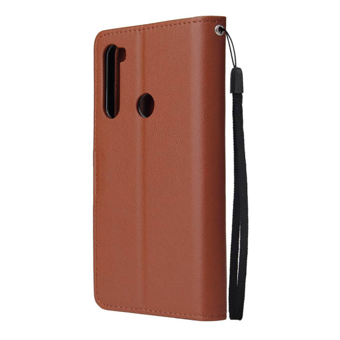Stuff Certified® Étui à rabat en cuir Xiaomi Redmi 7 - Étui à rabat en cuir PU Marron