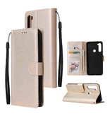 Stuff Certified® Xiaomi Redmi Note 7 Pro Flip Leather Case Wallet - PU Leather Wallet Cover Cas Case Gold