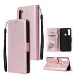 Stuff Certified® Funda con tapa de cuero para Xiaomi Redmi Note 7 - Funda con tapa de cuero PU Funda Cas Rosa