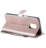 Stuff Certified® Étui en cuir à rabat Xiaomi Redmi Note 8 - Étui portefeuille en cuir PU Rose