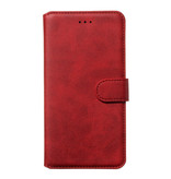 Stuff Certified® Étui en cuir à rabat Xiaomi Redmi Note 8 - Étui en cuir PU avec étui en cuir rouge