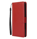 Stuff Certified® Xiaomi Redmi Note 8 Pro Flip Ledertasche Geldbörse - PU Leder Brieftasche Abdeckung Cas Case Red