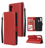 Stuff Certified® Étui à rabat en cuir Xiaomi Redmi 8A - Étui en cuir PU avec étui en cuir rouge