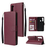 Stuff Certified® Étui en cuir à rabat Xiaomi Redmi Note 6 - Étui portefeuille en cuir PU Bordeaux