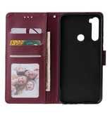 Stuff Certified® Skórzany portfel z klapką Xiaomi Redmi Note 7 - skórzany pokrowiec na portfel Cas Case Bordeaux
