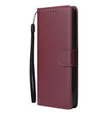 Stuff Certified® Xiaomi Redmi Note 8 Pro Flip Ledertasche Brieftasche - PU-Brieftasche aus Leder Cas Case Bordeaux