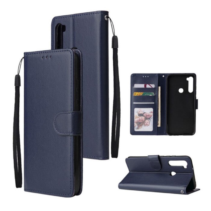 Xiaomi Redmi Note 8 Flip Ledertasche Brieftasche - PU Leder Brieftasche Abdeckung Cas Etui Blau