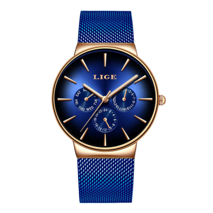 Lige Luxury Watch Men - Anologue Quartz Movement for Men Blue
