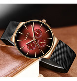 Lige Luxury Watch Men - Anologue Quartz Movement for Men Red