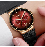 Lige Montre de luxe pour homme - Mouvement à quartz Anologue pour homme rouge