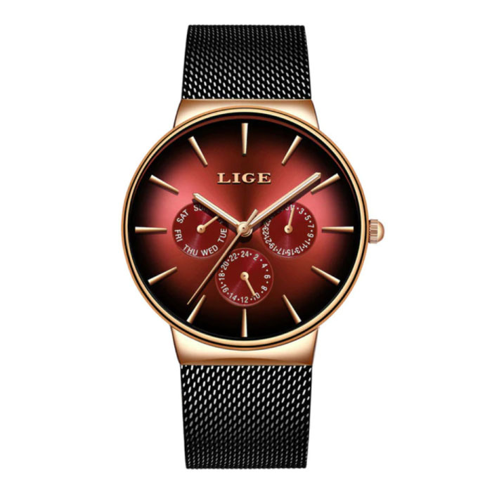 Luxury Watch Men - Movimento al quarzo anologo per uomo, rosso