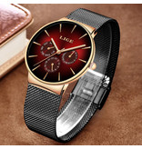 Lige Luxury Watch Men - Anologue Quartz Movement for Men Red