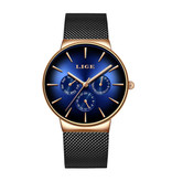 Lige Luxury Watch Men - Movimento al quarzo anologo per uomo Nero