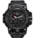 SMAEL Military Dive Watch for Men - Rubber Strap Quartz Movement Analog Digital for Men Black