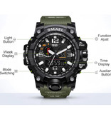 SMAEL Military Dive Watch for Men - Rubber Strap Quartz Movement Analog Digital for Men Black