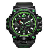 SMAEL Montre de plongée militaire pour homme - Bracelet en caoutchouc Mouvement à quartz analogique numérique pour homme Vert