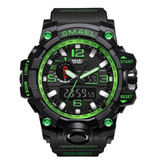 SMAEL Wojskowy zegarek nurkowy dla mężczyzn - pasek gumowy z mechanizmem kwarcowym analogowy cyfrowy dla mężczyzn zielony
