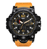 SMAEL Montre de plongée militaire pour homme - Bracelet en caoutchouc Mouvement à quartz analogique numérique pour homme Orange