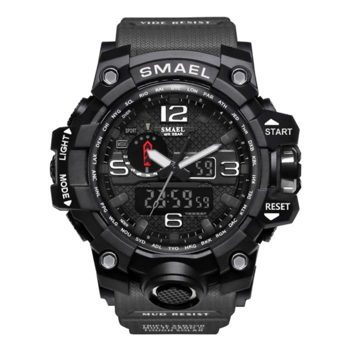 SMAEL Military Dive Watch für Männer - Gummiband Quarzwerk Analog Digital für Männer Grau