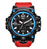 SMAEL Military Dive Watch for Men - Rubber Strap Quartz Movement Analog Digital for Men Red