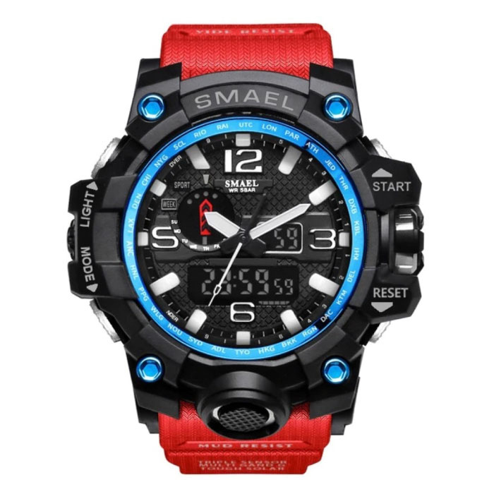 Military Dive Watch for Men - Rubber Strap Quartz Movement Analog Digital for Men Red